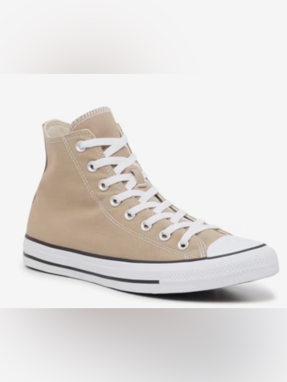 Converse New High Top Sneakers - Beige with White Accents, Unisex 7 Men, 9 Women